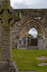 The monastery of Clonmacnoise ruin in Ireland