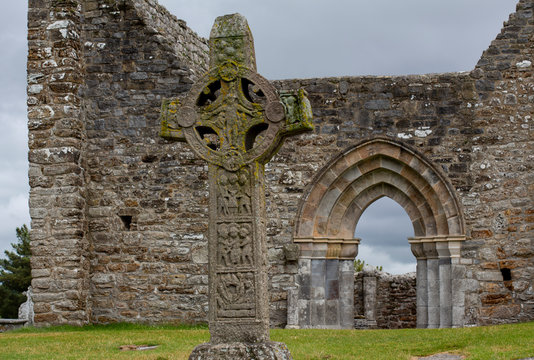 The monastery of Clonmacnoise ruin in Ireland