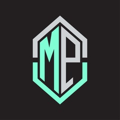 MP Logo monogram with hexagon shape and outline slice style