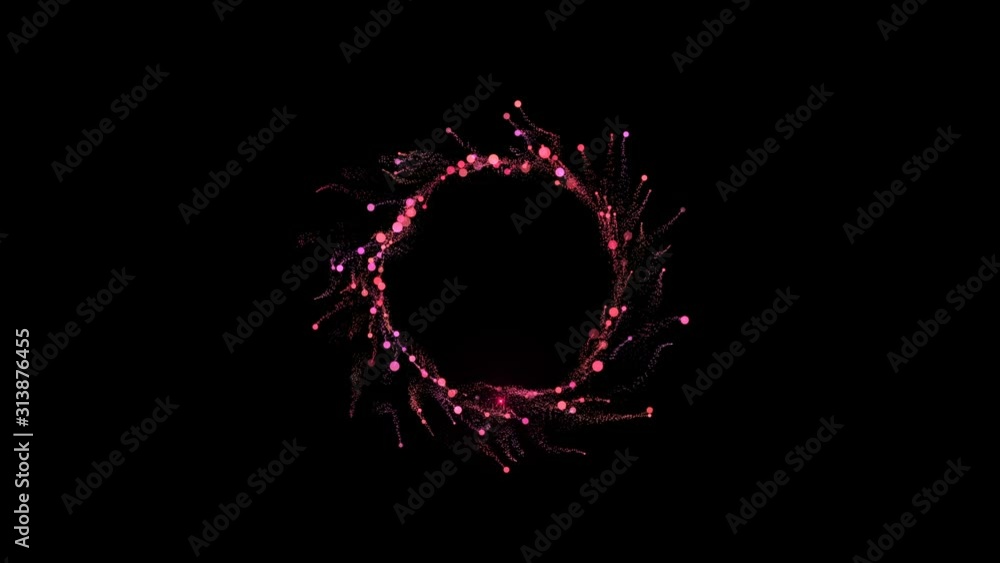 Poster 4k flight of pink bokeh particles. magical shimmering light. valentines day intro template. round fr