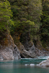 Blue pools. Haast Makarora Pass Highway. South Island New Zealand