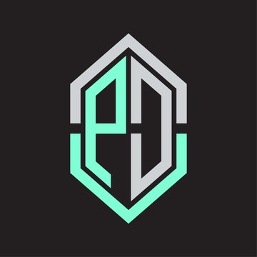 recommend clip art: PD Logo monogram with hexagon shape and outline slice style