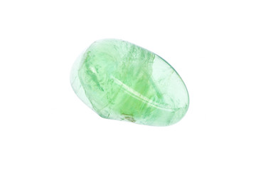 green transparent rock crystal isolated on white background