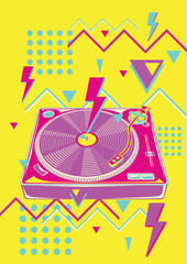 Funky colorful 80s music design