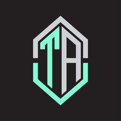 TA Logo monogram with hexagon shape and outline slice style