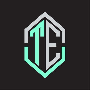 recommend clip art: TE Logo monogram with hexagon shape and outline slice style