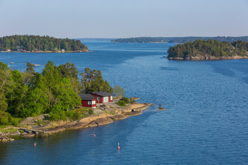Fototapeta na wymiar Sweden, small houses on an island in the Baltic Sea