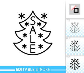 Christmas tree sale vector line icon banner