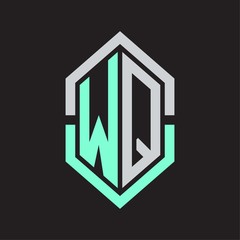 WQ Logo monogram with hexagon shape and outline slice style