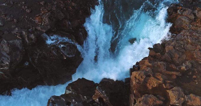 aerial shot of famous Iceland with its beautiful fascinating unique landscape, rivers, mountains, glaciers and waterfalls on a clear sunny day - great 4k shots for nature travel bloggers