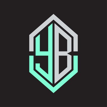 recommend clip art: YB Logo monogram with hexagon shape and outline slice style