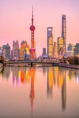 Shanghai Skyline, view from the Bund, China - obrazy, fototapety, plakaty