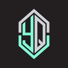 YQ Logo monogram with hexagon shape and outline slice style