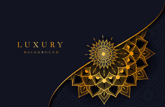 Luxury Background With Gold Islamic Arabesque Mandala Ornament On Dark Surface