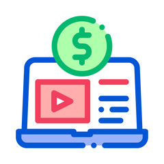 Laptop with Player Betting And Gambling Icon Vector Thin Line. Contour Illustration