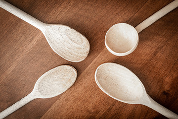 wooden kitchen spoons set on a table
