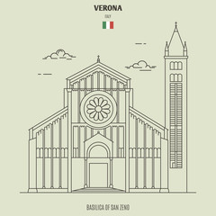 Basilica of San Zeno in Verona, Italy. Landmark icon