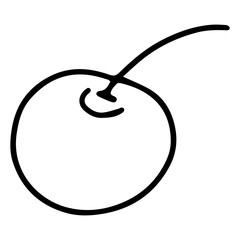 Cherry drawn outline Doodle icon.  isolated on a white background. Contour hand drawing. Summer berry. Cherry pie for dessert. Coloring.