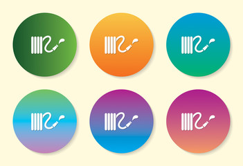 Hose Pipe six color gradient icon design.
