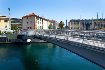 Naklejka premium bridge sea port savona town italy travel