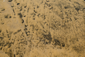 Dekorative feine Strukturen im Sand die vom Wasser entstanden sind