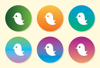 Bird six color gradient icon design.