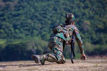 Fototapeta premium Soldier and combat for background