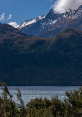 Naklejka na ściany i meble Lake Wanaka South Island New Zealand. Mountains snow.