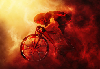 Man racing cyclist - obrazy, fototapety, plakaty