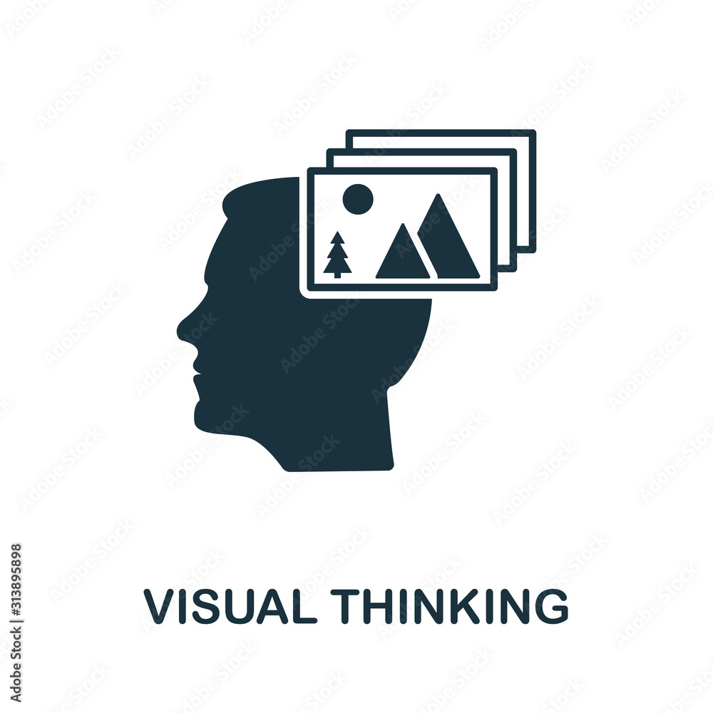 Poster visual thinking icon. simple element from design technology collection. filled visual thinking icon 