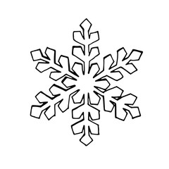 Vector image of snowflakes. Isolated on a white background. Simple flat black illustration on white background.