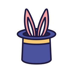 Isolated rabbit inside magic hat vector design