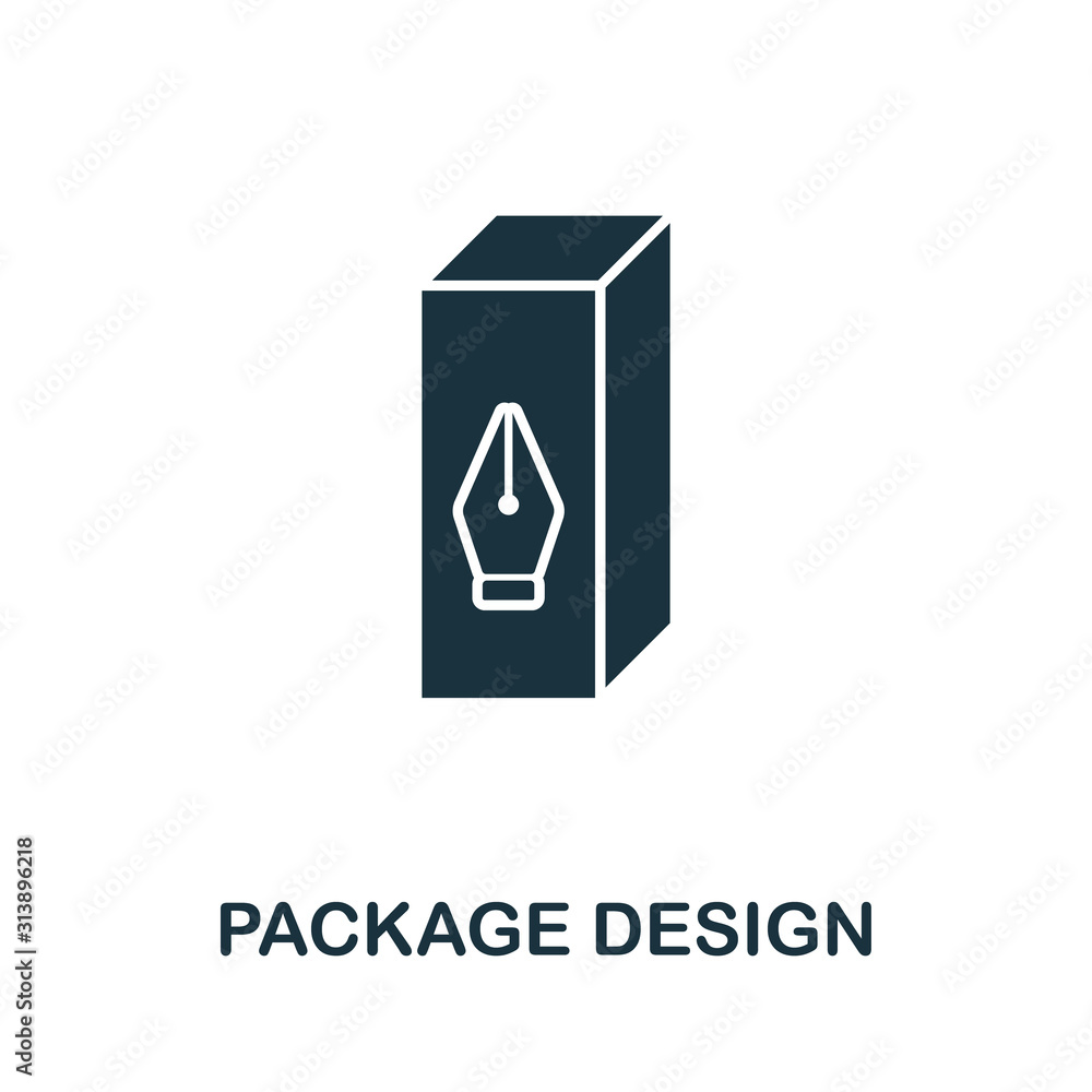 Poster package design icon. simple element from design technology collection. filled package design icon fo