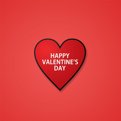 Minimalist valentine's card with one heart and greetings with red gradient background.