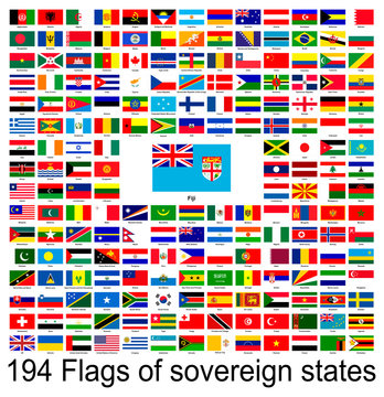 Fiji, collection of vector images of flags of the world