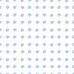 Seamless pattern of watercolor blue flowers on a white background. Use for invitations, birthdays, menus