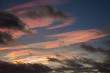 Illuminated polar stratospheric clouds above Iceland