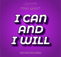 I can and I will text, editable font effect