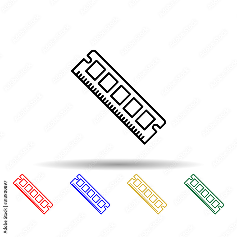Poster pc memory ram multi color style icon. simple thin line, outline vector of computer parts icons for u