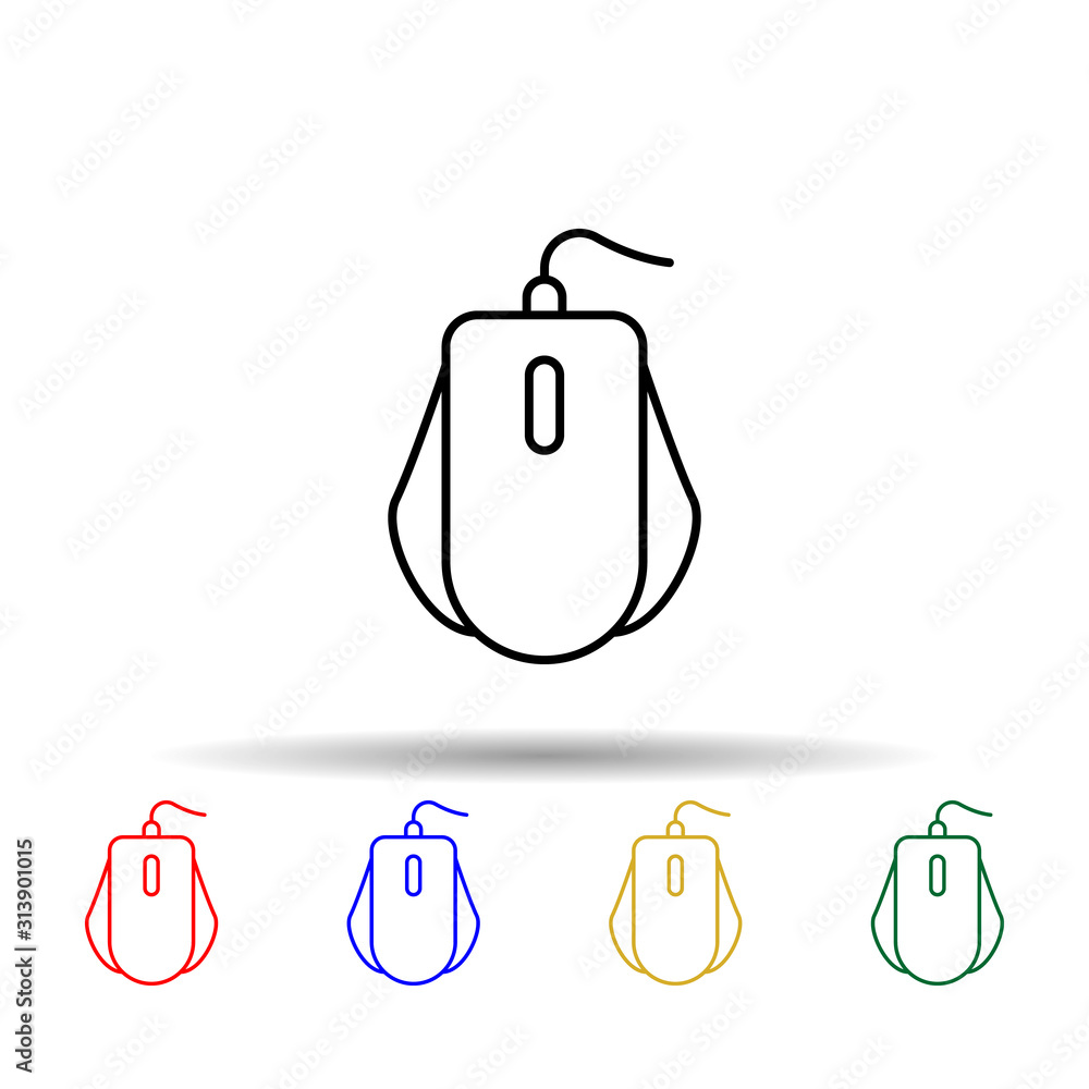 Poster pc mouse multi color style icon. simple thin line, outline vector of computer parts icons for ui and