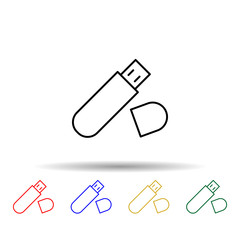 USB flash storage multi color style icon. Simple thin line, outline vector of computer parts icons for ui and ux, website or mobile application