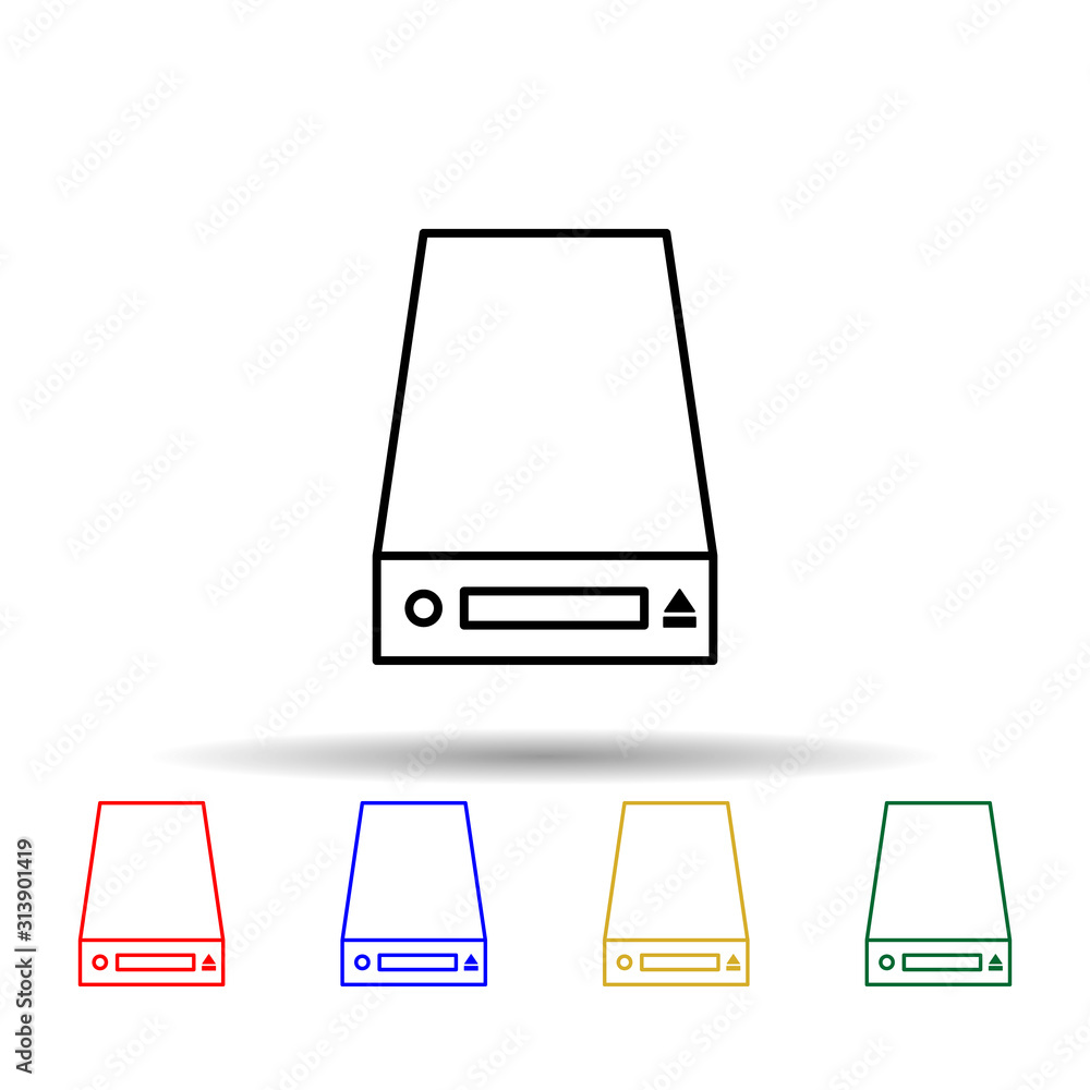 Poster disc drives multi color style icon. simple thin line, outline vector of computer parts icons for ui 