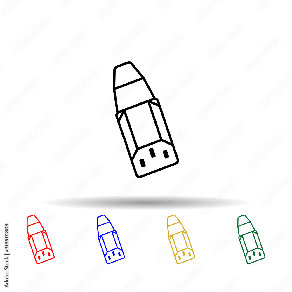 Poster pc power plug multi color style icon. simple thin line, outline vector of computer parts icons for u
