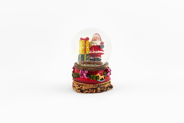 Christmas snow globe with Santa on the white background.