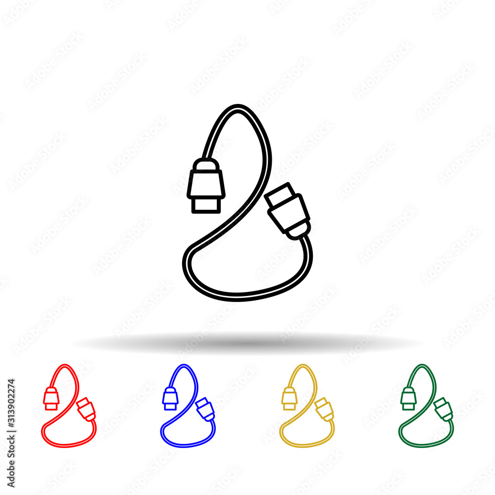 Poster hdmi cable multi color style icon. simple thin line, outline vector of computer parts icons for ui a