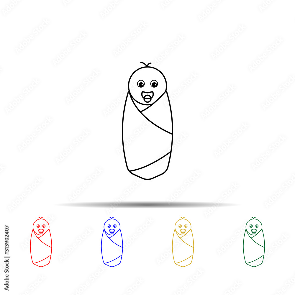 Aufkleber newborn baby boy multi color style icon. simple thin line, outline vector of generation icons for ui