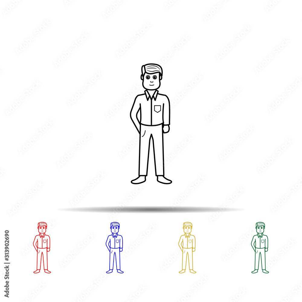 Poster adolescent boyhood multi color style icon. simple thin line, outline vector of generation icons for 