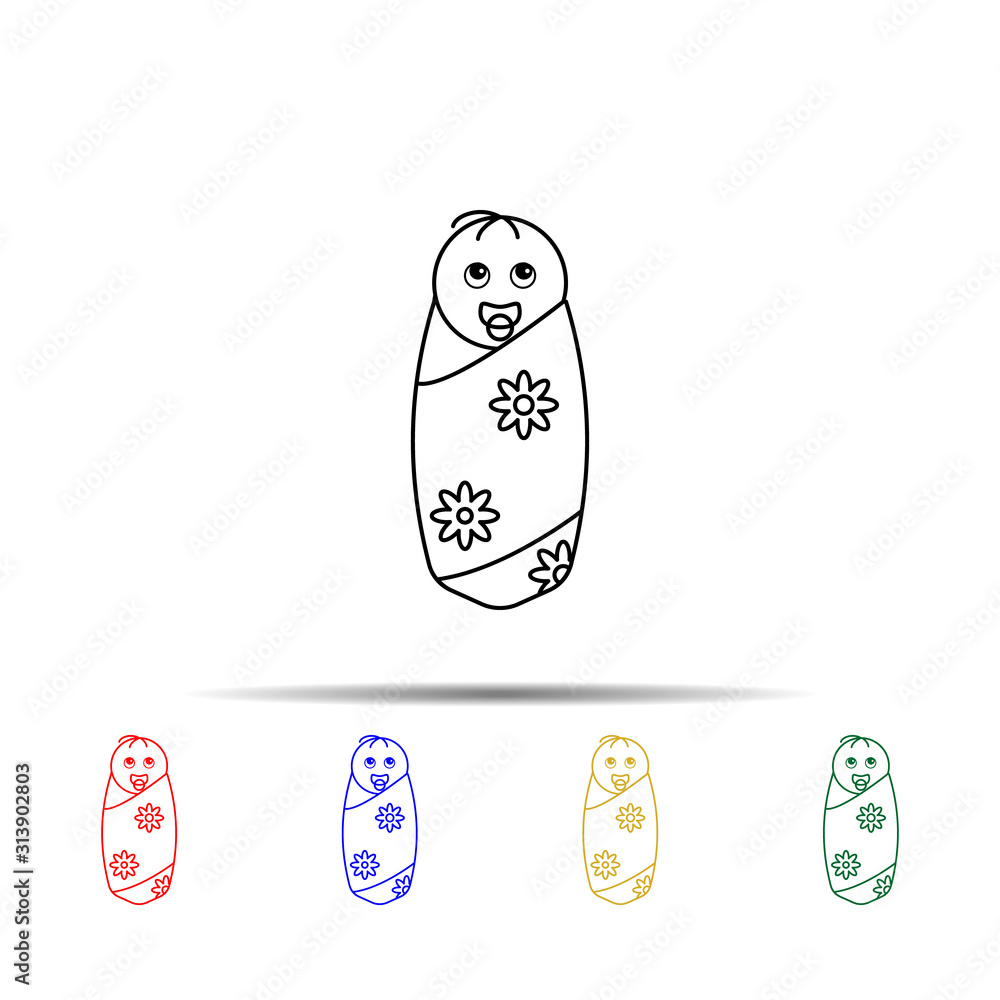 Poster newborn baby girl multi color style icon. simple thin line, outline vector of generation icons for u