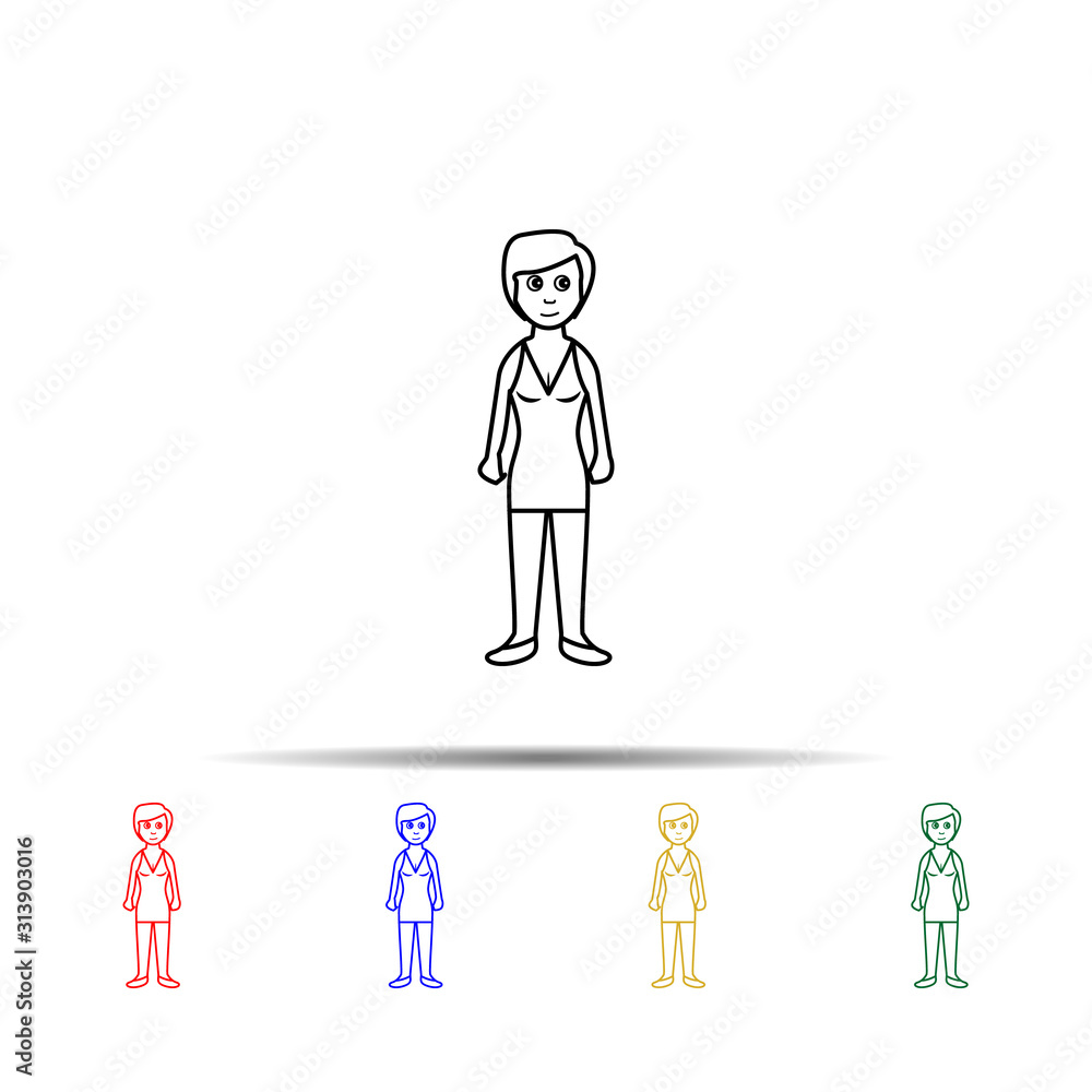 Poster the first period of maturity of a woman multi color style icon. simple thin line, outline vector of 