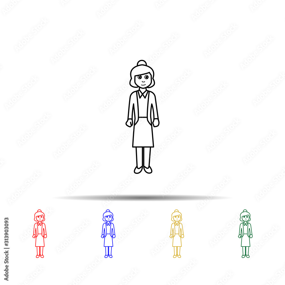 Poster old age of a woman multi color style icon. simple thin line, outline vector of generation icons for 